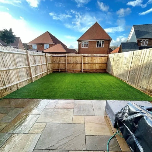 After backyard transformation with turf